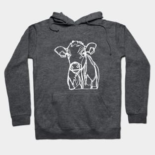 Baby cow calf white line art Hoodie